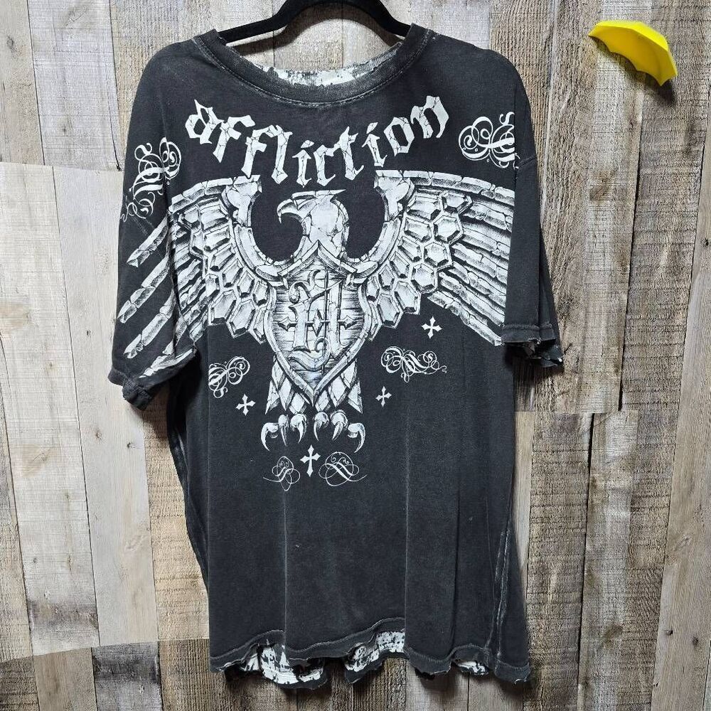 Affliction Thrashed Reversible All Over Print Gra… - image 4